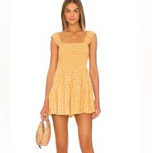 Free People Smocked Dress Orange Size Medium
